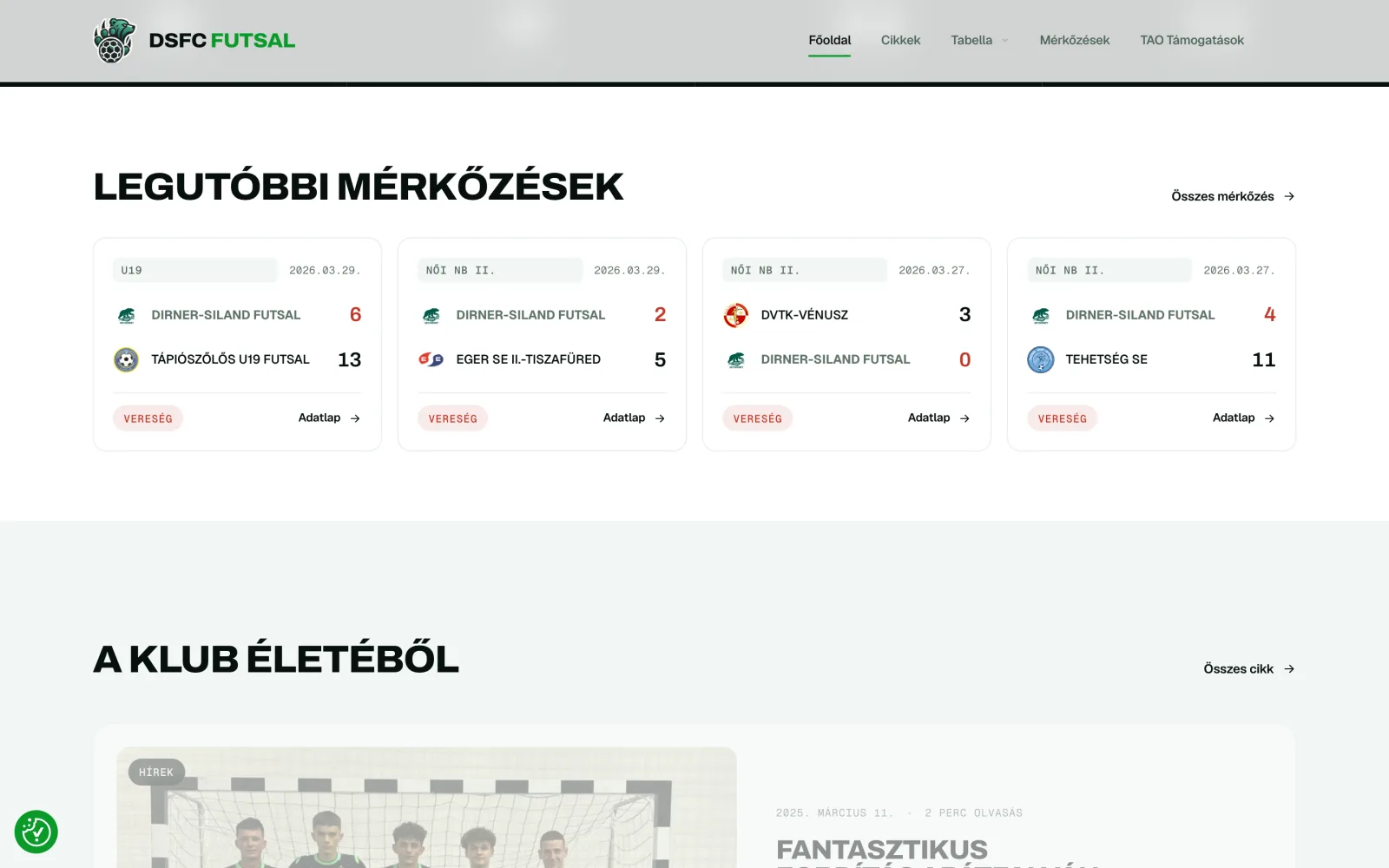 Legutóbbi mérkőzések