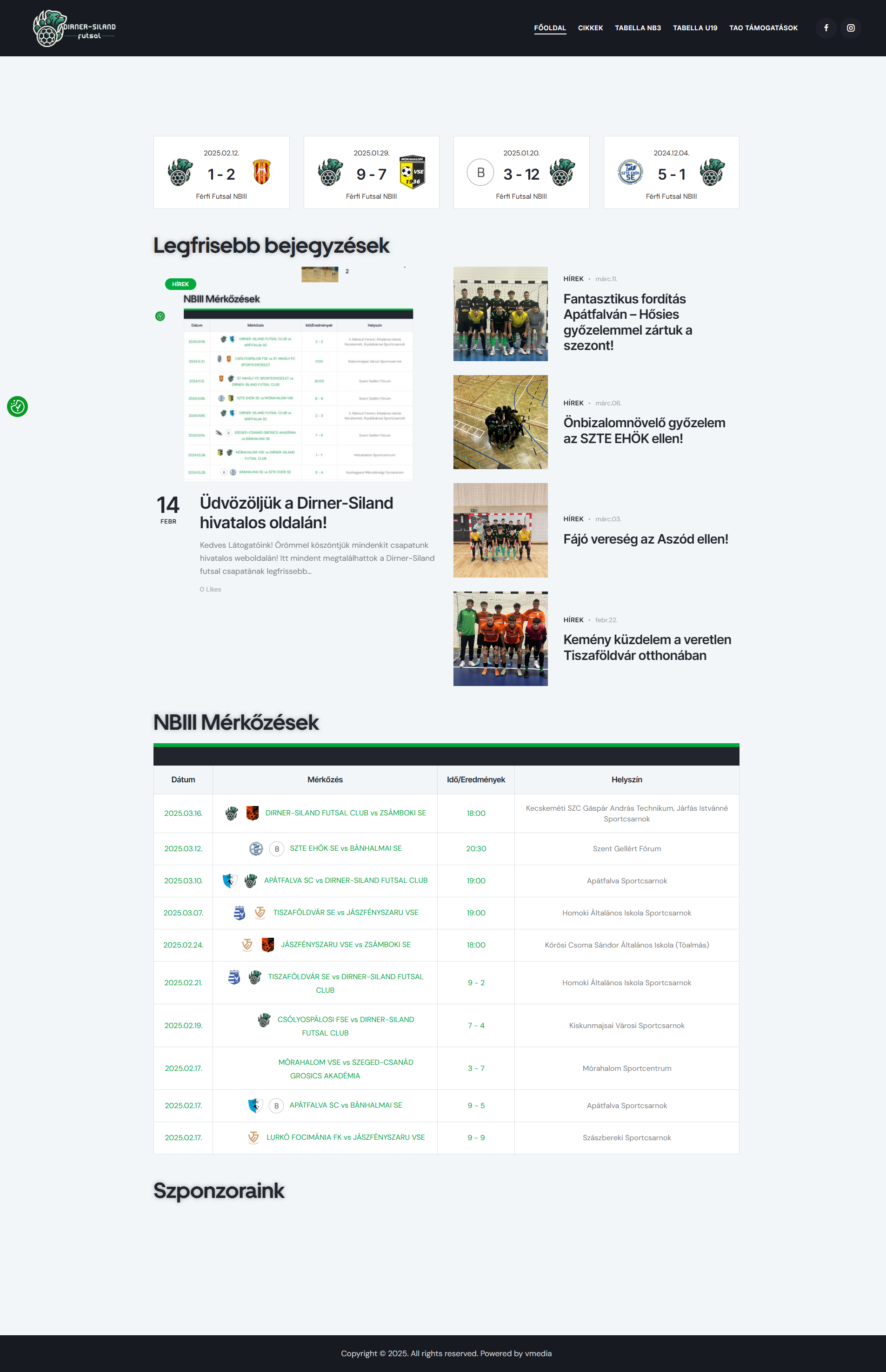 Dirner Siland Futsal team weboldal
