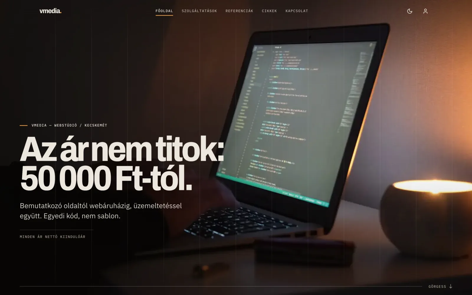 vmedia – saját weboldalunk — nyitóképernyő